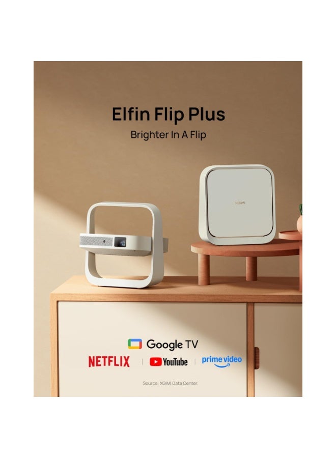 XGIMI ELFIN FLIP PLUS | Portable Projector, Google TV with Licensed Netflix, 500 ISO Lumens, 1080P Resolution Home Projector, Build-in Adjustable Stand, Lightweight and Compact Design, Screen Adaption - Image 2